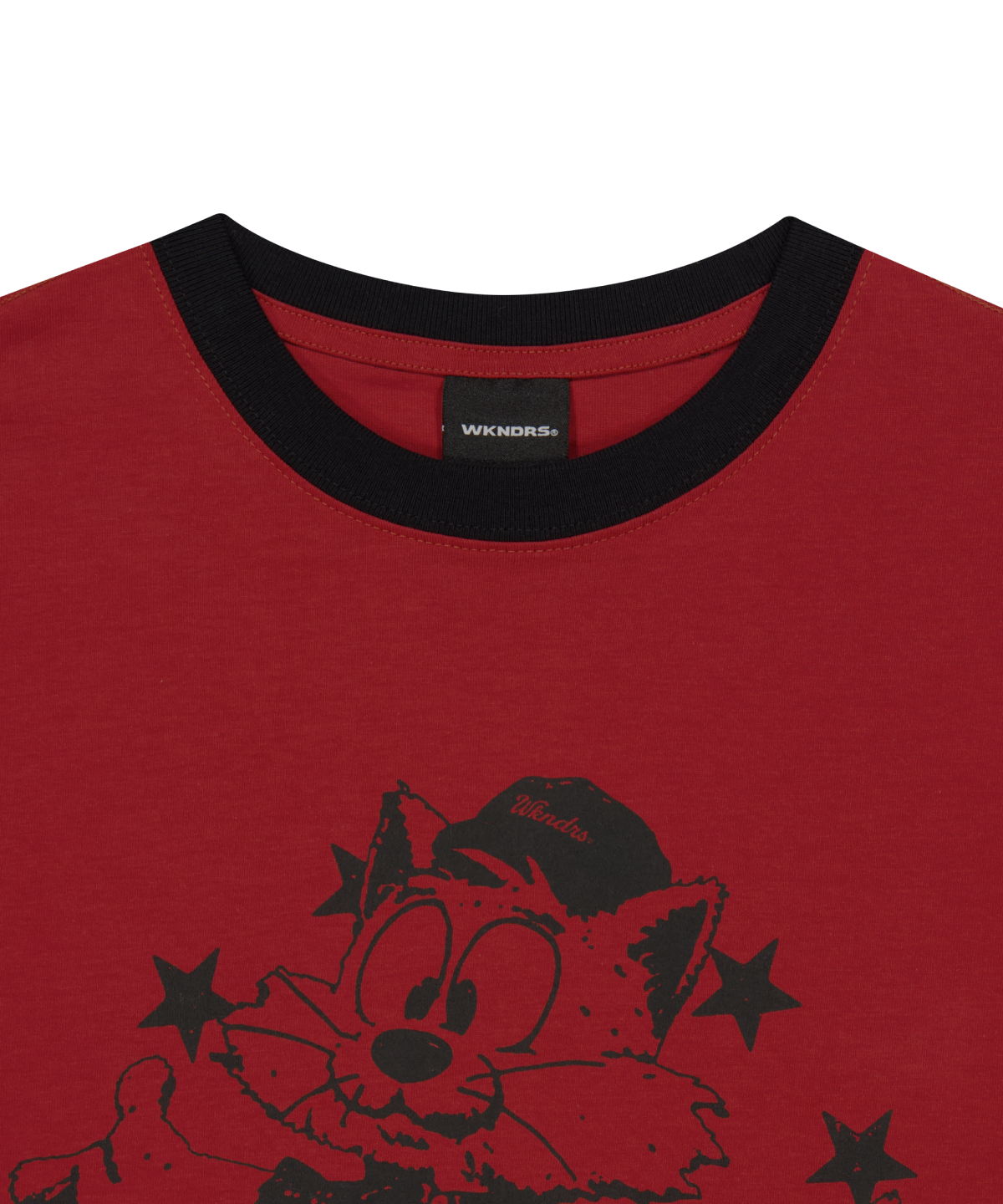 위캔더스(WKNDRS) CAT RINGER T-SHIRT (BURGUNDY)