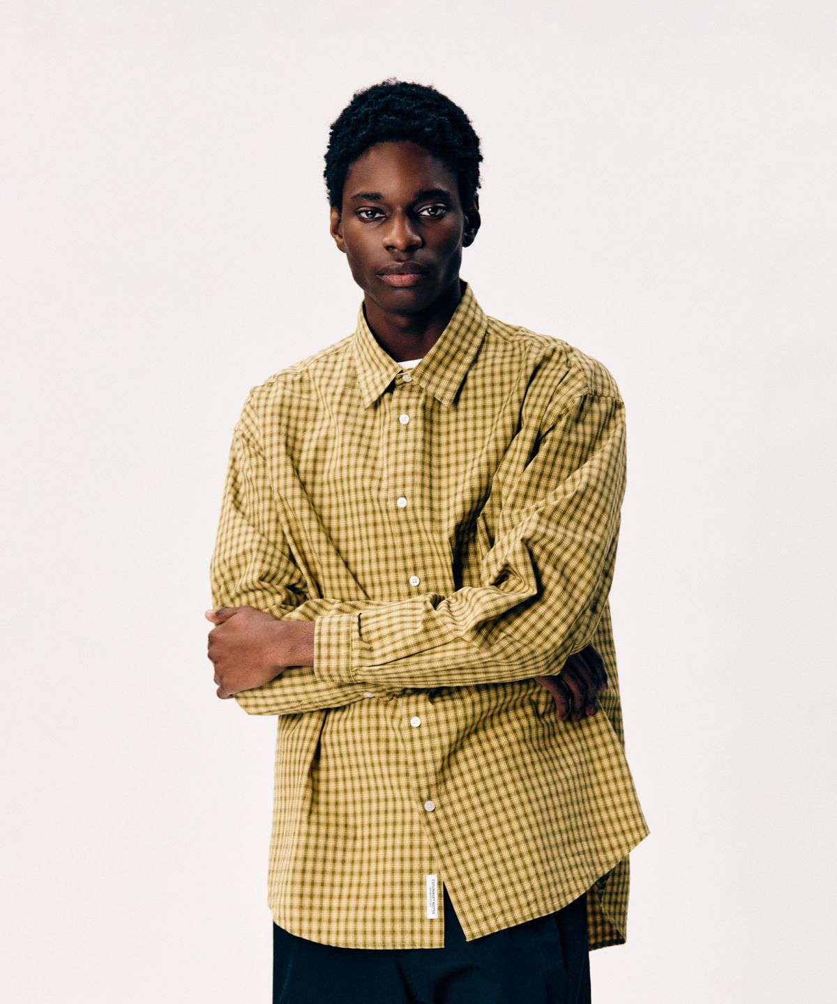 에스피오나지(ESPIONAGE) Grandpa Check Comfy Shirt Mustard