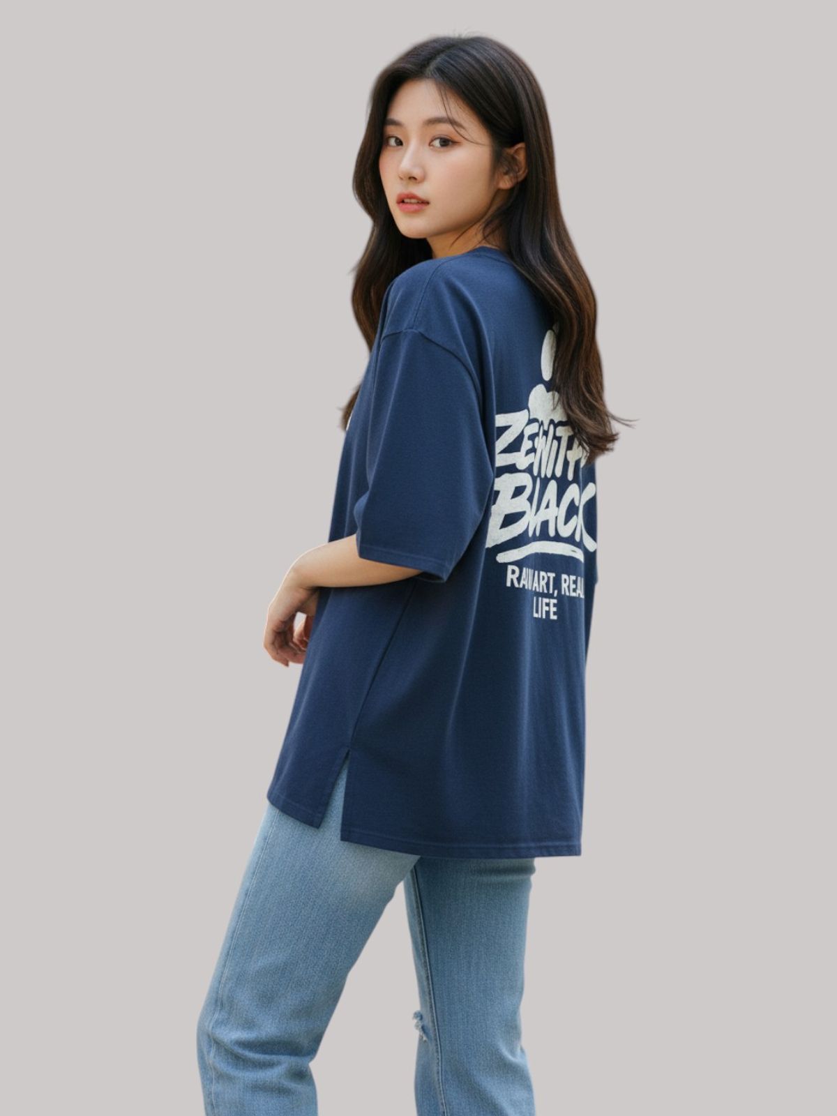 지블랙(ZBLACK) 베어풋 그래피티  7부 티셔츠(NAVY)