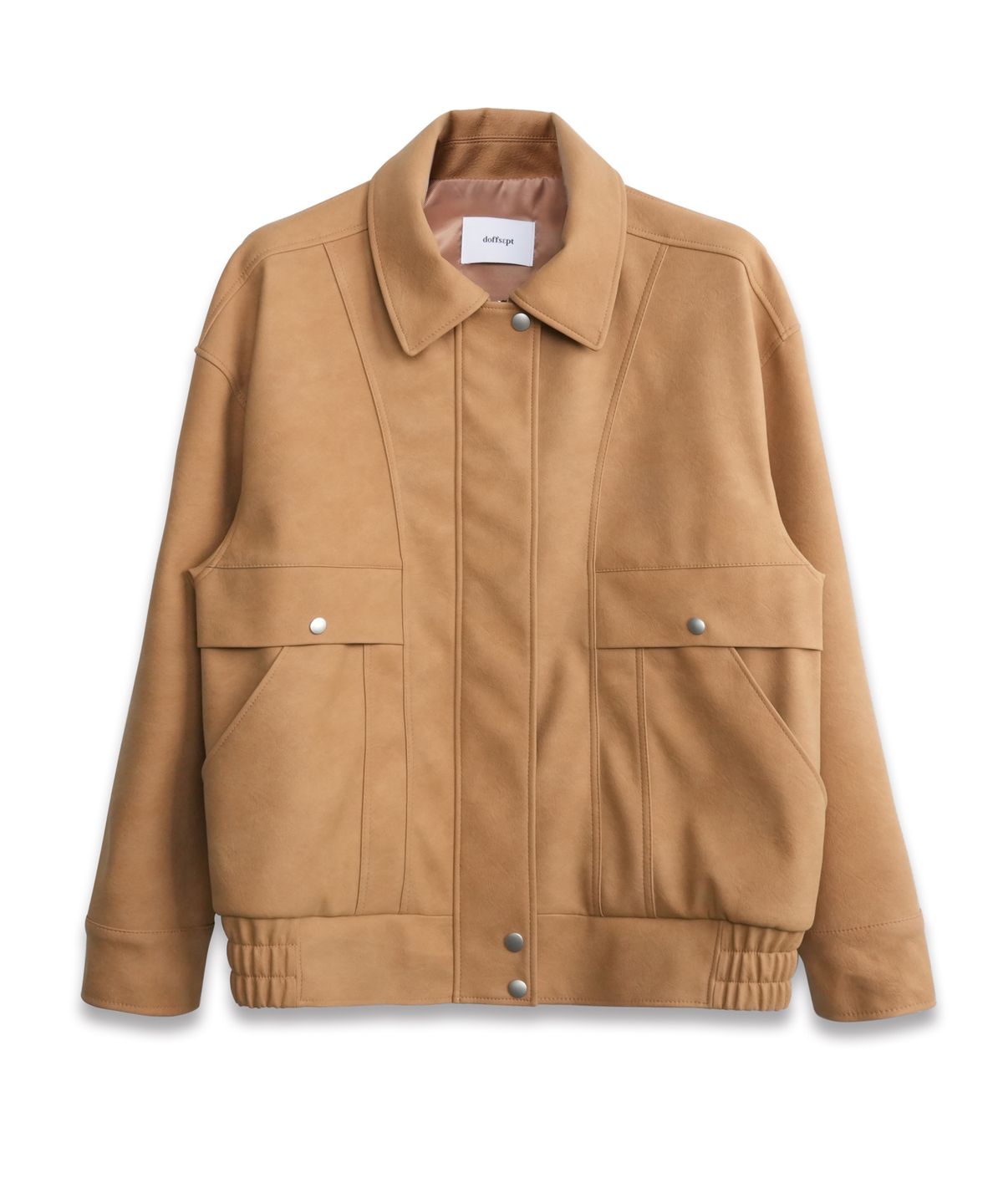 도프셉(DOFFSEPT) Vegan Leather Overfit Blouson Jacket in Camel