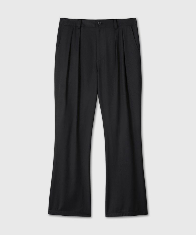 BUTTON PLEATED TROUSERS (BLACK)
