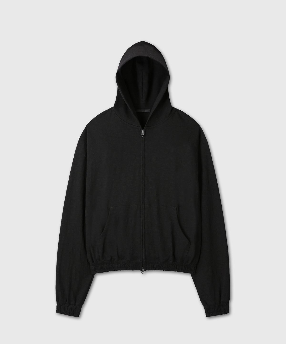 다이브인(DIVEIN) SLUB CROP HOOD ZIP-UP (BLACK)