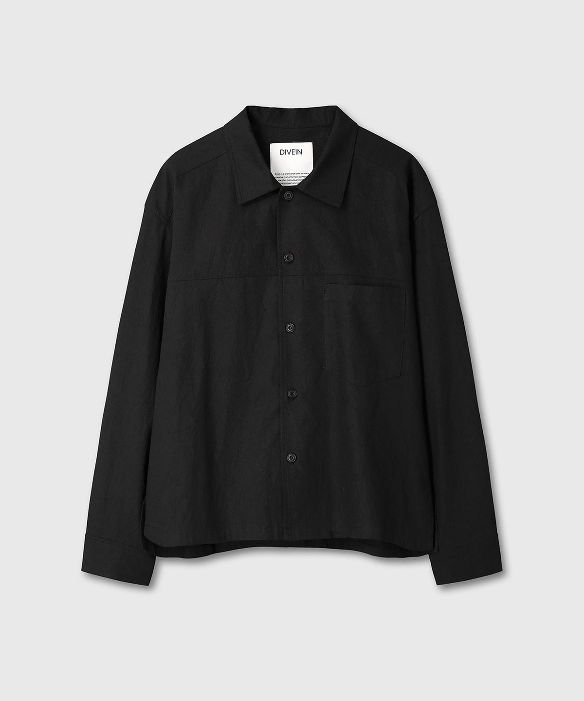 다이브인(DIVEIN) LOOSED COTTON CREASE SHIRKET (BLACK)