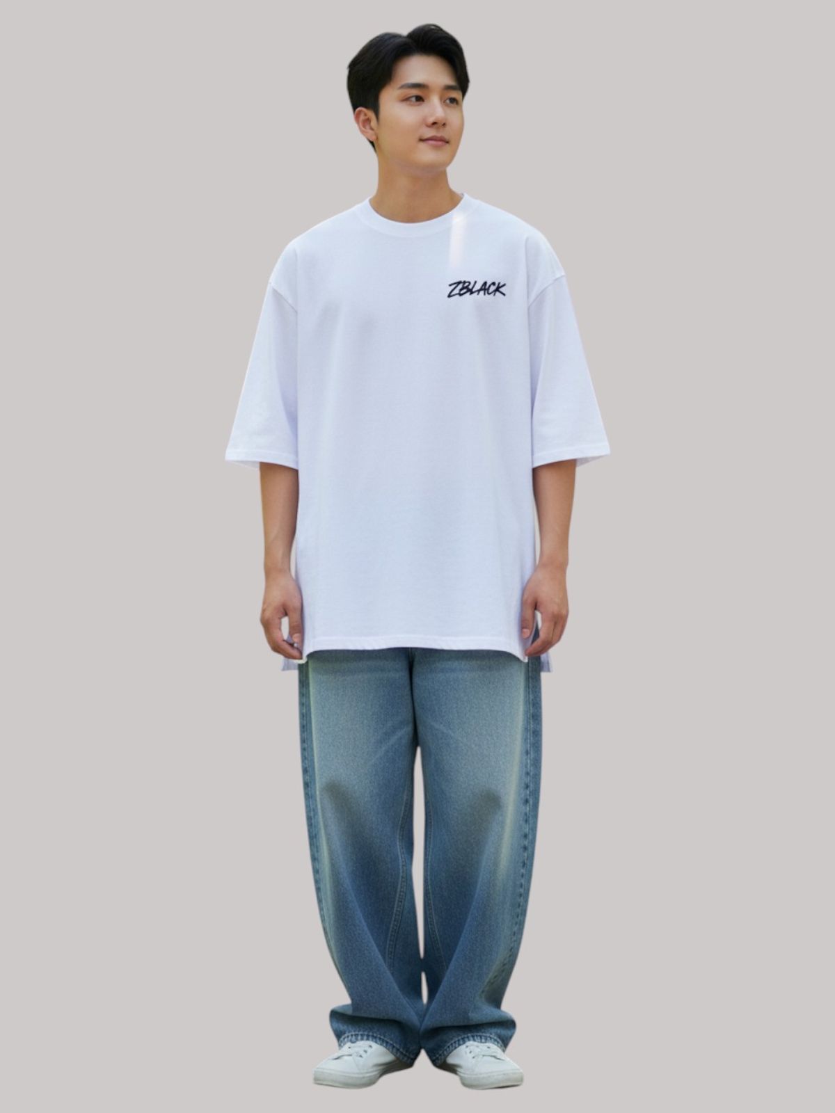 지블랙(ZBLACK) 스프레이 그래피티  7부 티셔츠(WHITE)