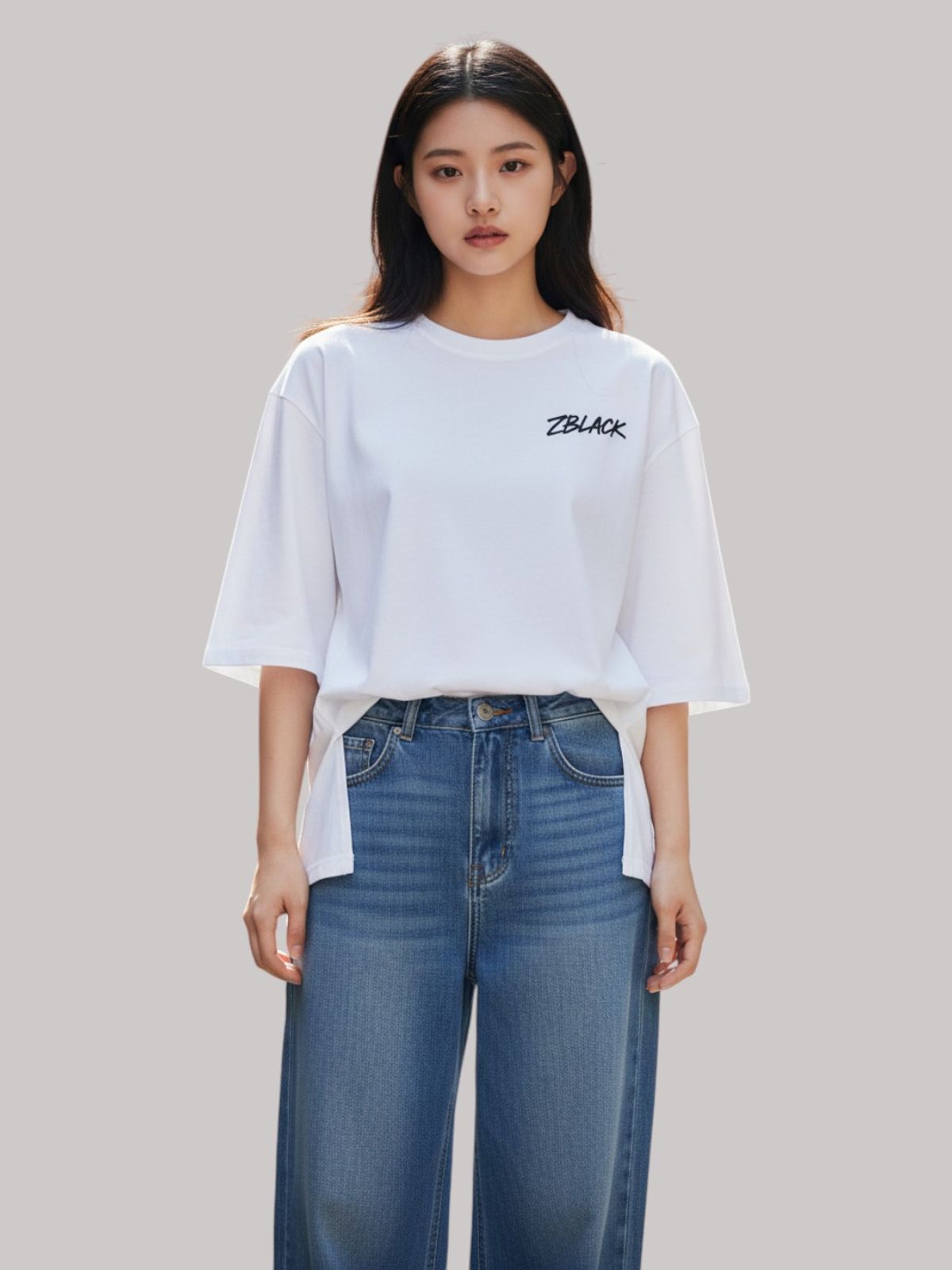지블랙(ZBLACK) 스프레이 그래피티  7부 티셔츠(WHITE)