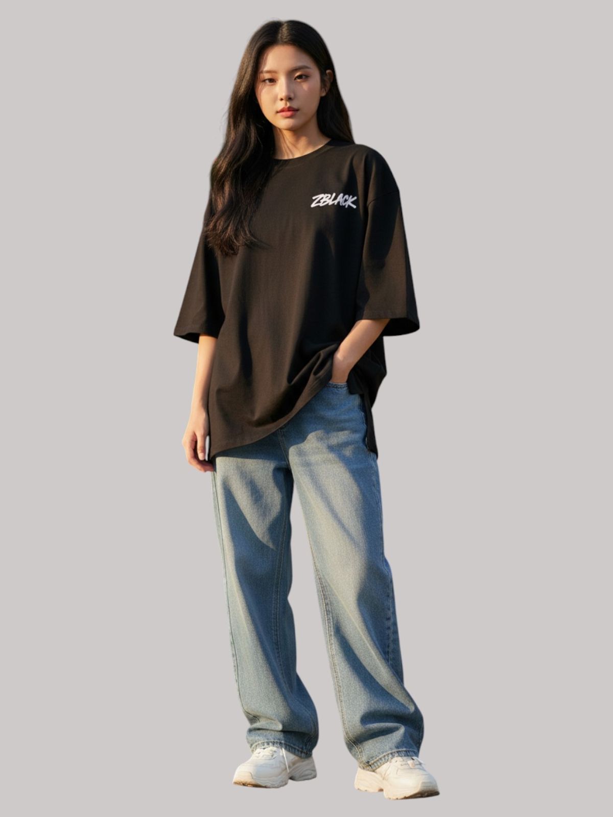 지블랙(ZBLACK) 스프레이 그래피티  7부 티셔츠(BLACK)