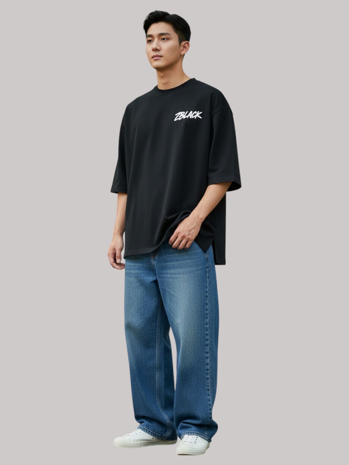 지블랙(ZBLACK) 스프레이 그래피티  7부 티셔츠(BLACK)