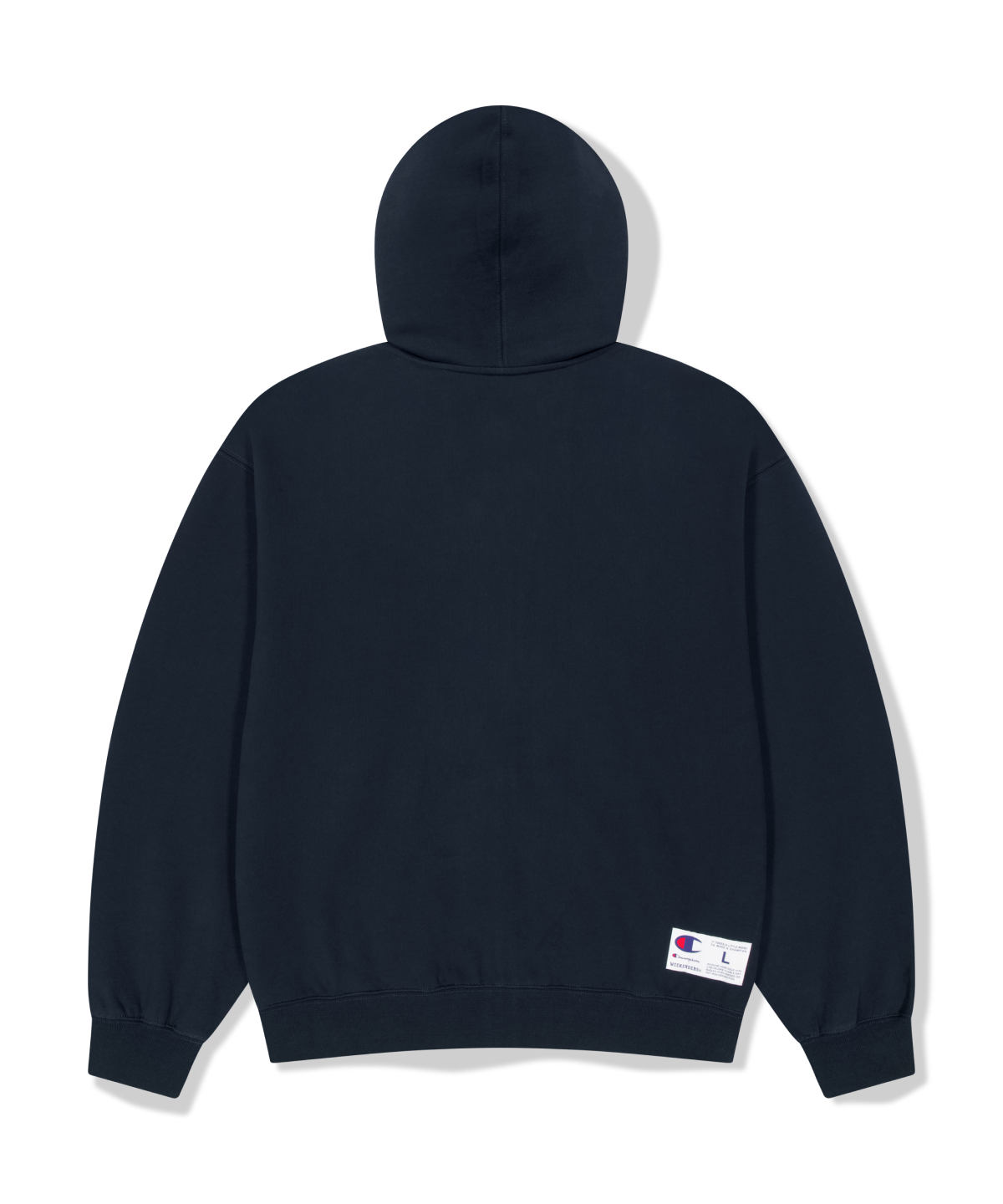 위캔더스(WKNDRS) WKNDRS x CHAMPION LOGO ZIP-UP HOODIE (NAVY)
