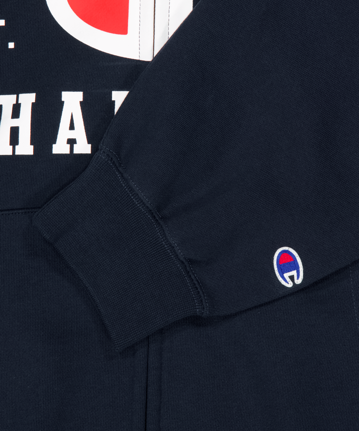 위캔더스(WKNDRS) WKNDRS x CHAMPION LOGO ZIP-UP HOODIE (NAVY)