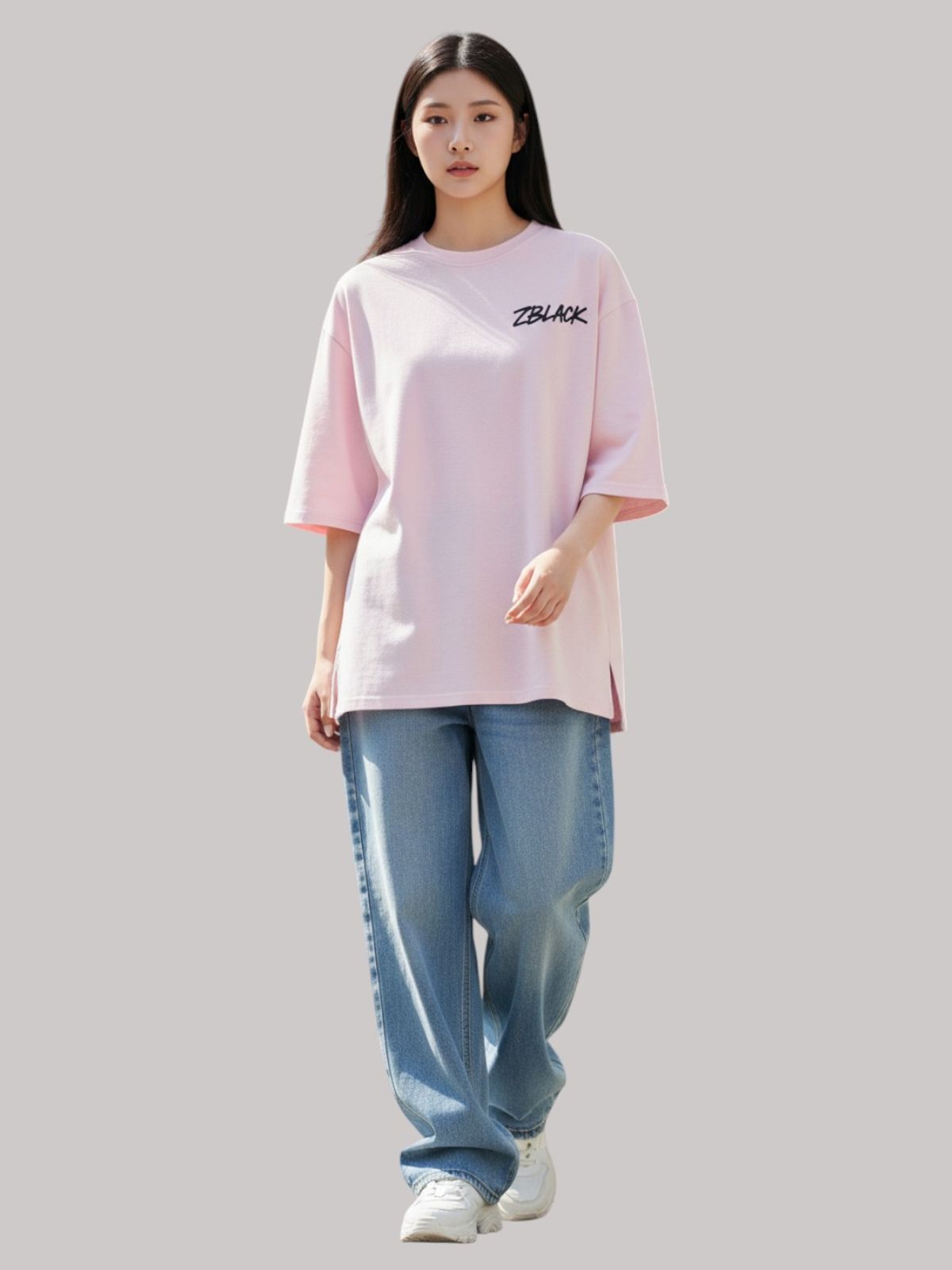 지블랙(ZBLACK) 스프레이 그래피티  7부 티셔츠(PINK)