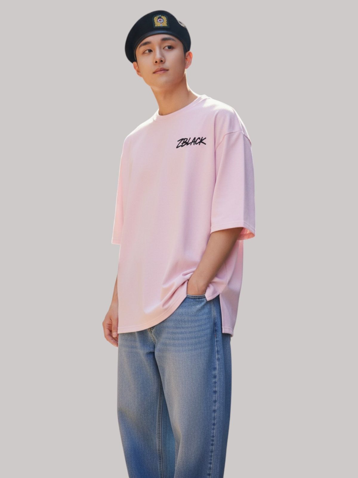 지블랙(ZBLACK) 스프레이 그래피티  7부 티셔츠(PINK)