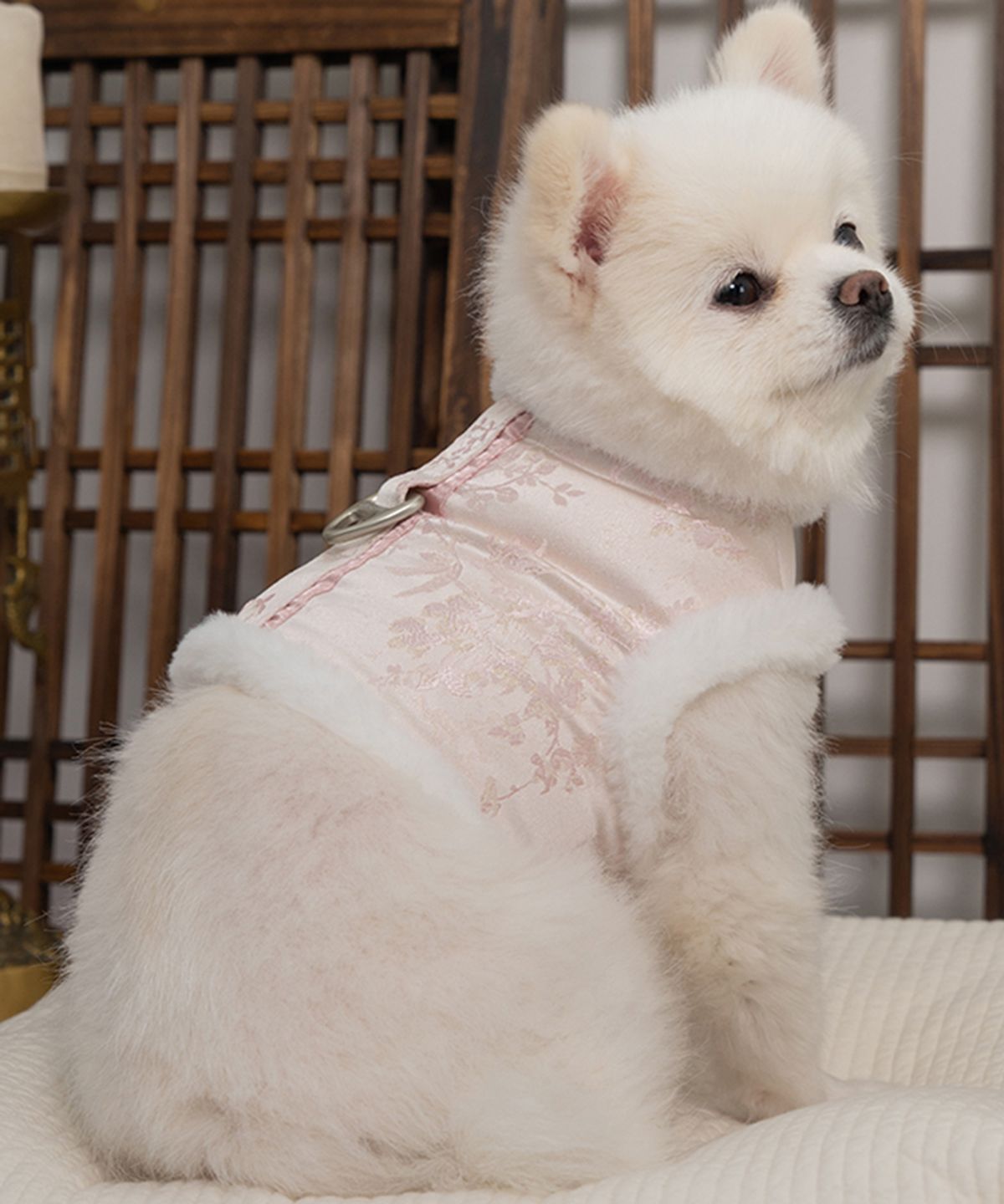 베일리(BAILEY) 강아지한복 눈꽃설화배자 핑크
