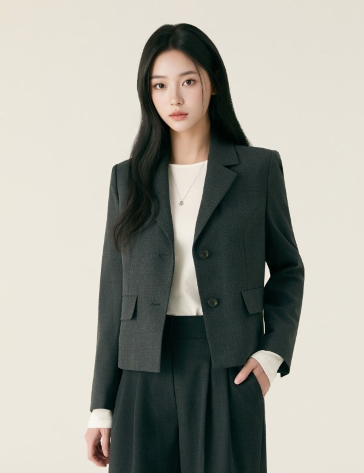 로엠(ROEM) 테일러드 숏 자켓 셋업_RMJKG23R12