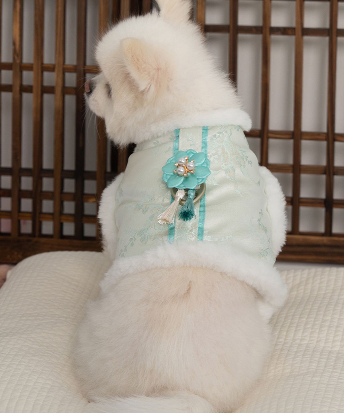 베일리(BAILEY) 강아지한복 눈꽃설화배자 민트