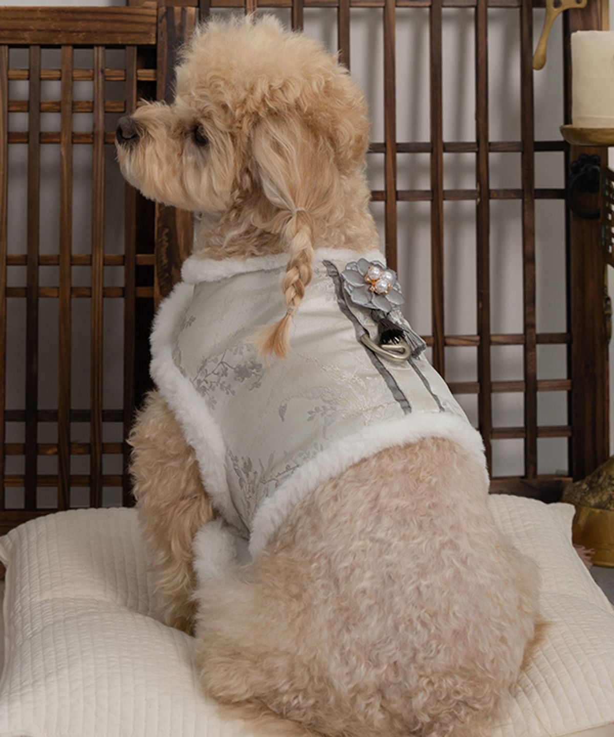 베일리(BAILEY) 강아지한복 눈꽃설화배자 그레이