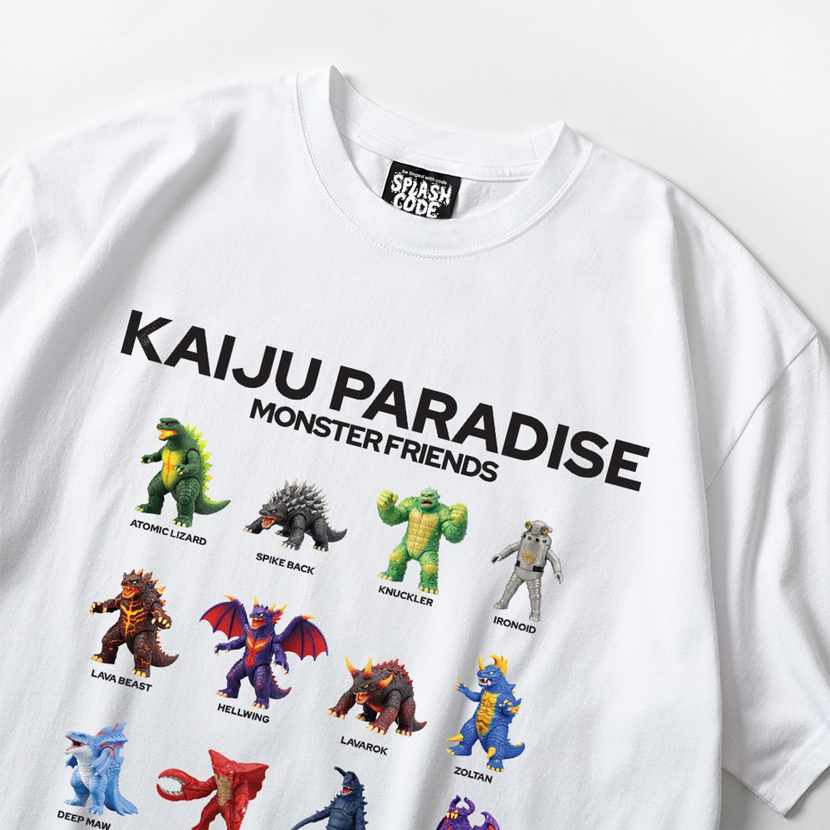스플래시코드(SPLASHCODE) 반팔 티셔츠 화이트 - 카이주 파라다이스(Kaiju Paradise)