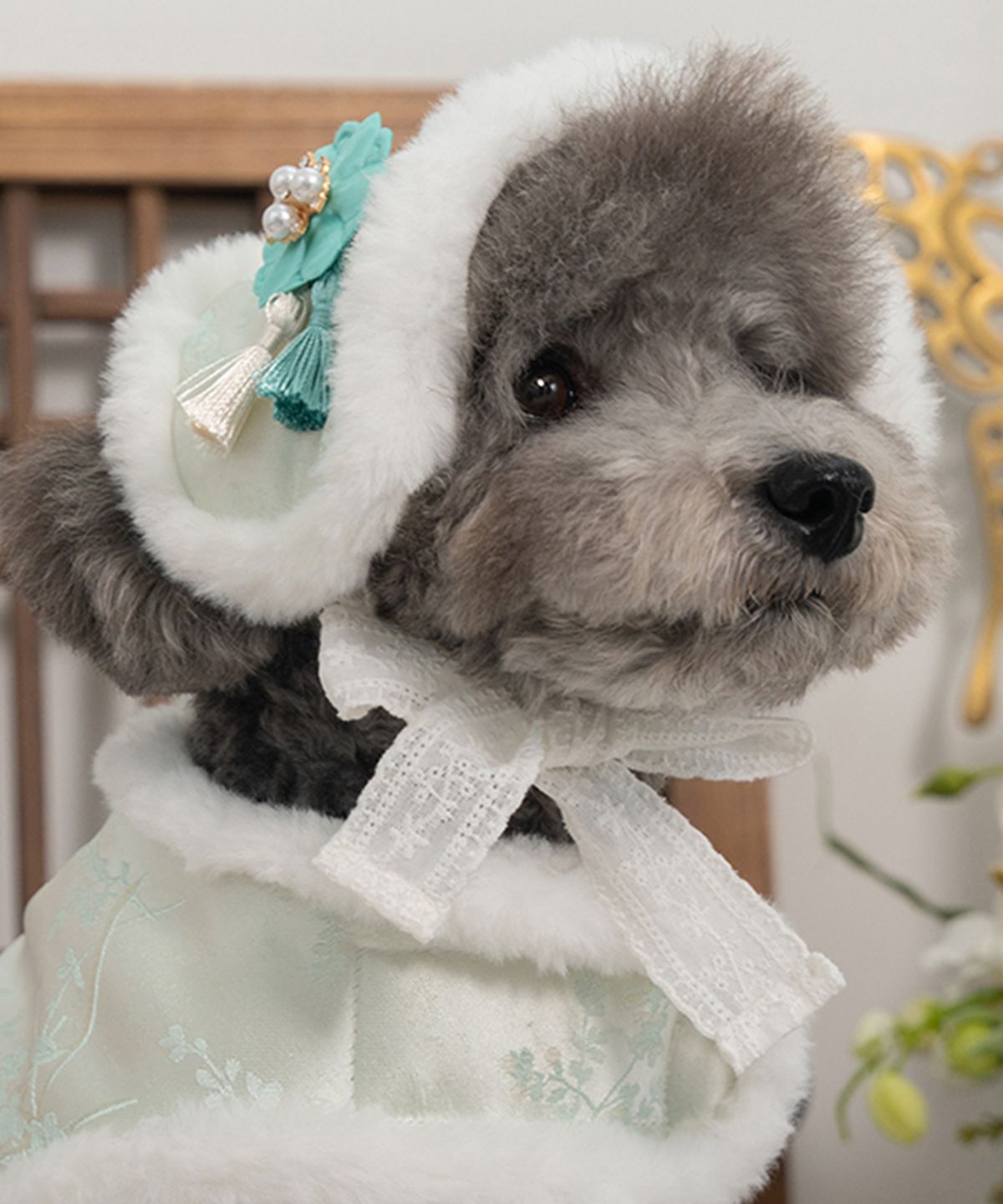 베일리(BAILEY) 강아지한복 눈꽃설화귀마개 민트