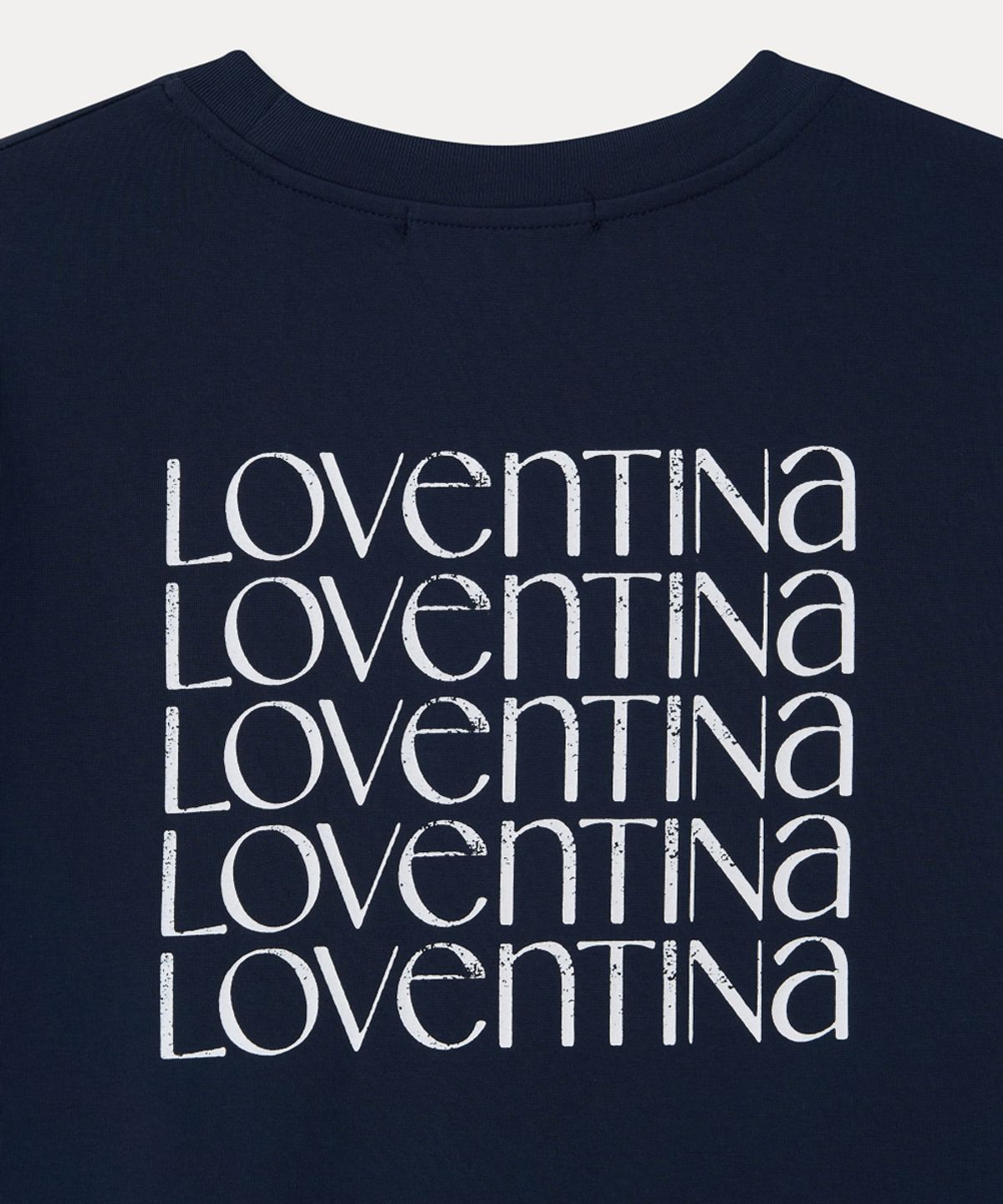 러벤티나(LOVENTINA) 멀티 프린팅 티_네이비