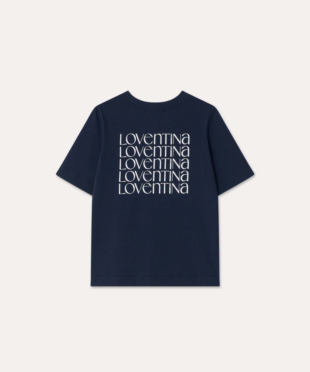 러벤티나(LOVENTINA) 멀티 프린팅 티_네이비