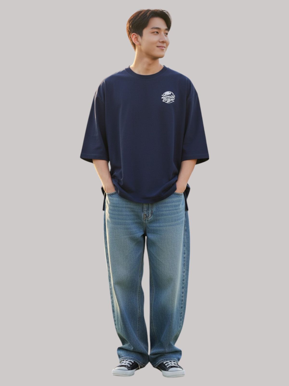 지블랙(ZBLACK) 제니스 블랙 UNIVERSAL EARTH7부 티셔츠(NAVY)