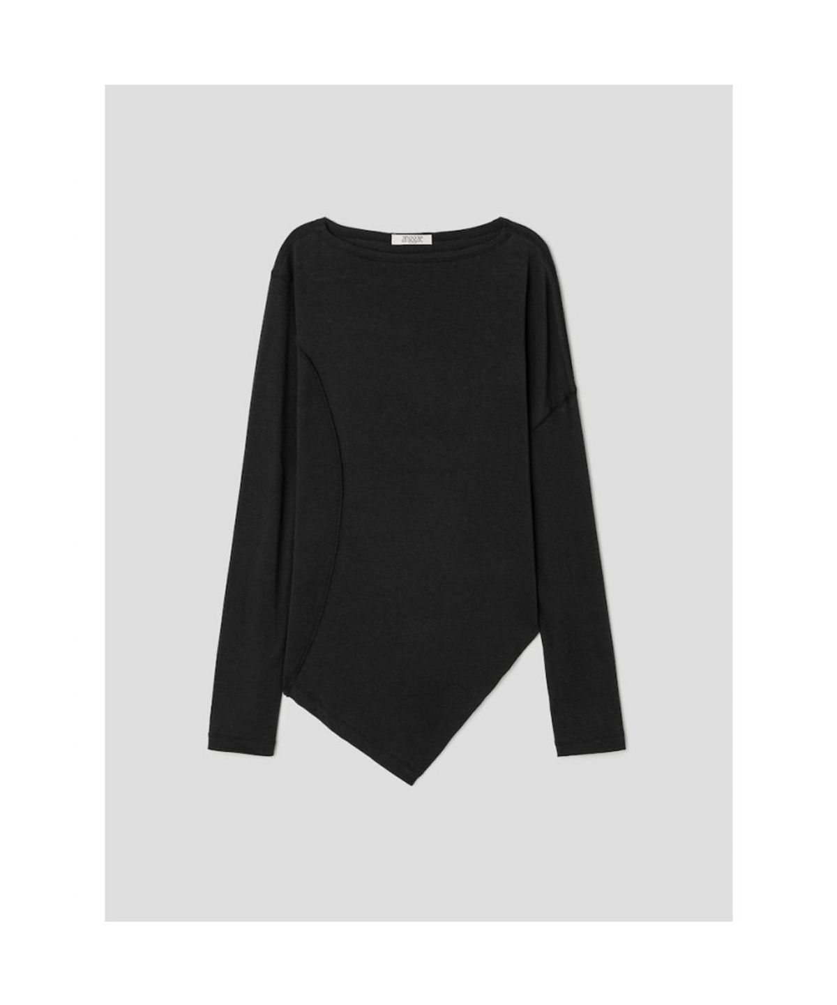 앙개(ANGGAE) Asymmetrical Drape  TShirt  Black