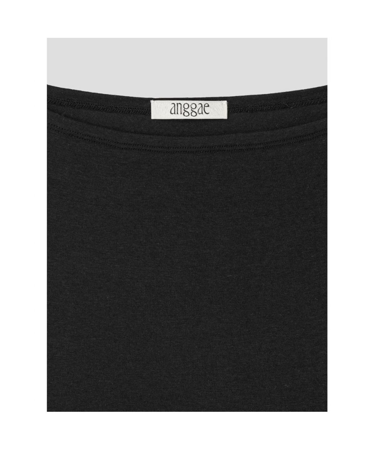 앙개(ANGGAE) Asymmetrical Drape  TShirt  Black