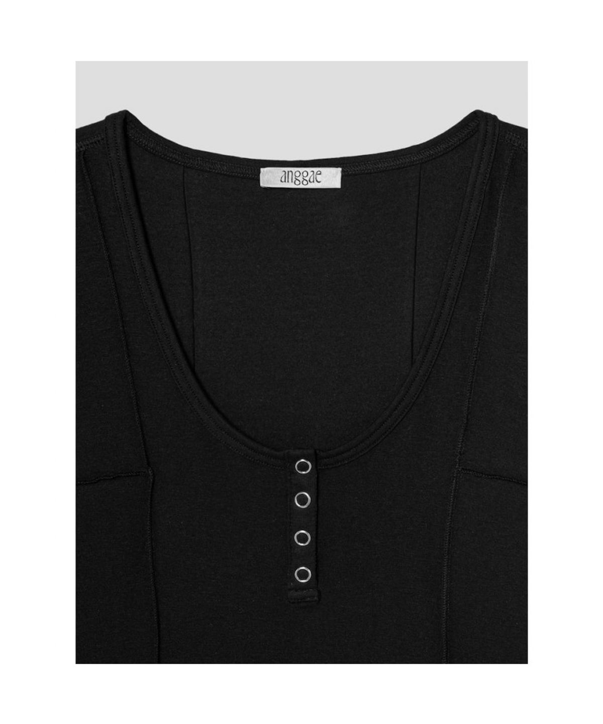 앙개(ANGGAE) Henry Neck TShirt  Black