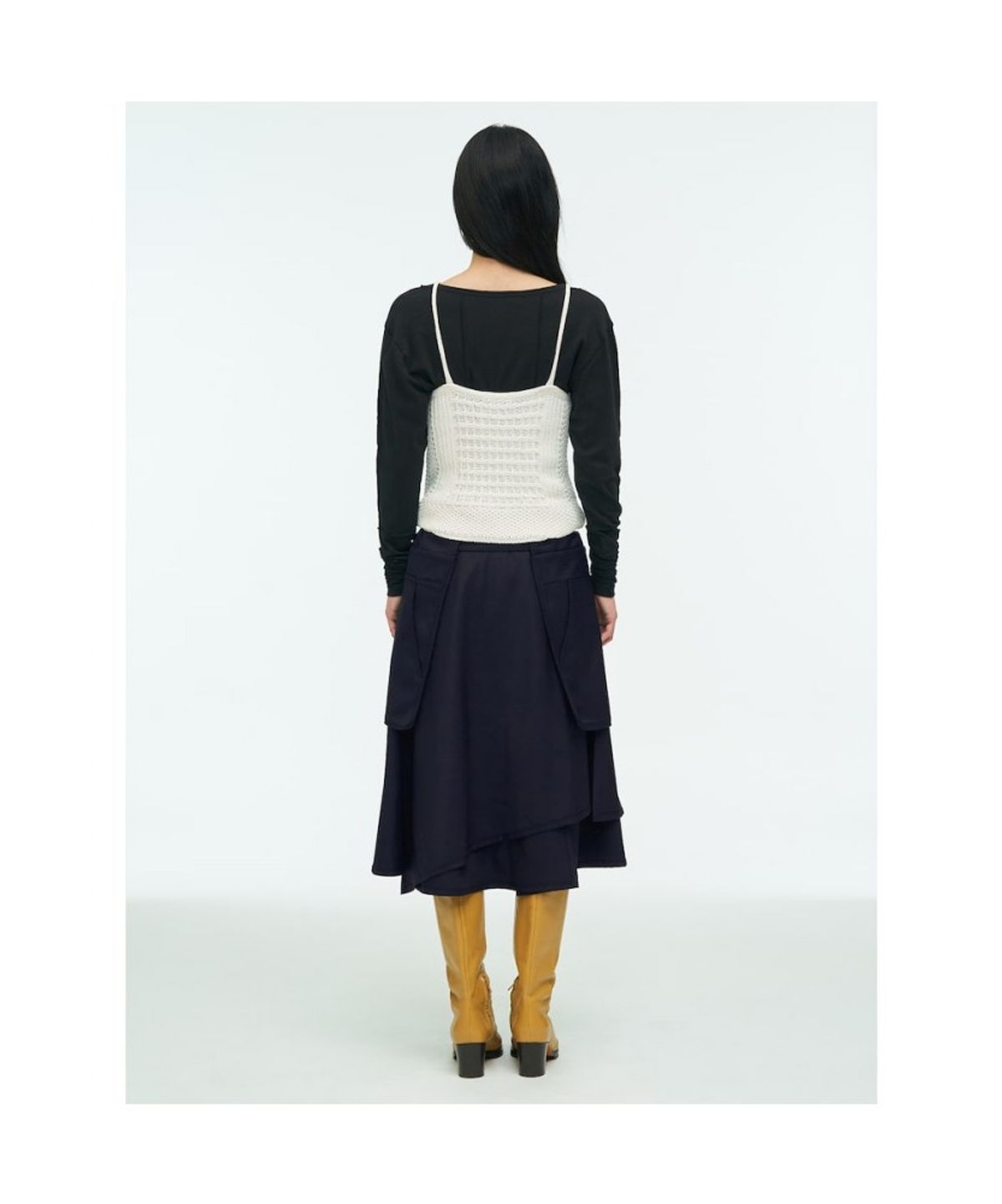 앙개(ANGGAE) Waffle Bustier Top   Ivory