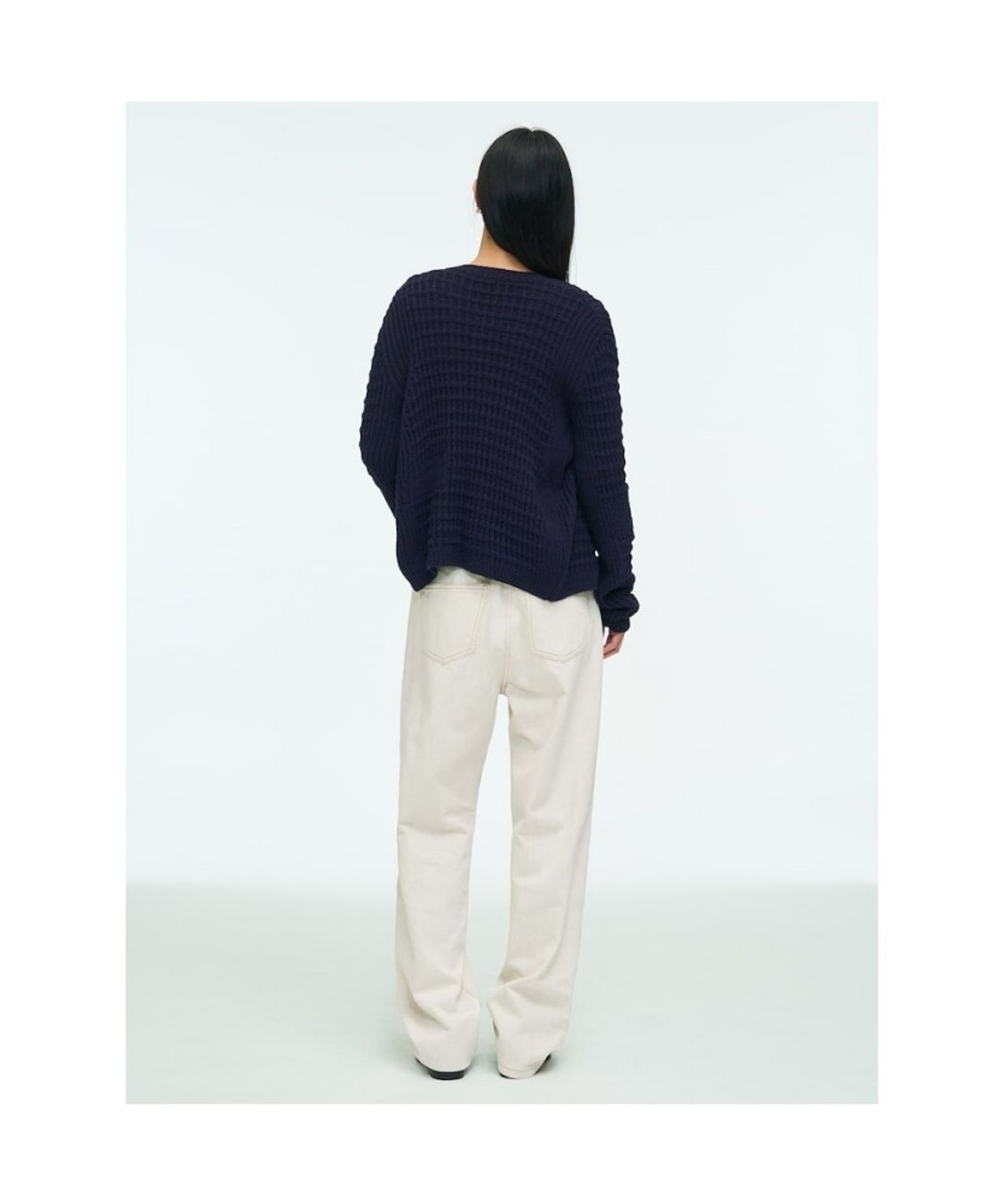 앙개(ANGGAE) Waffle Cardigan  Navy