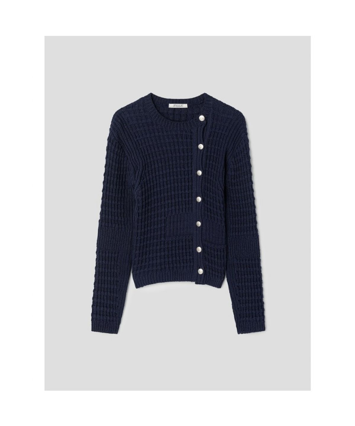앙개(ANGGAE) Waffle Cardigan  Navy