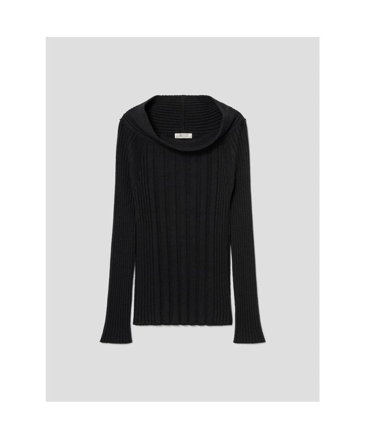 앙개(ANGGAE) Tube Neck Rib Pullover  Black