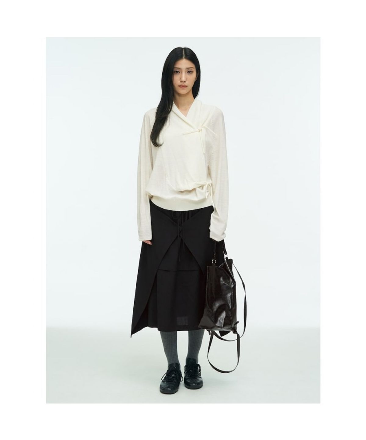 앙개(ANGGAE) Big Cowl Tie Pullover  Ivory