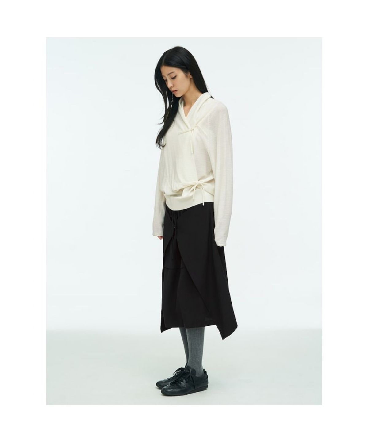 앙개(ANGGAE) Big Cowl Tie Pullover  Ivory