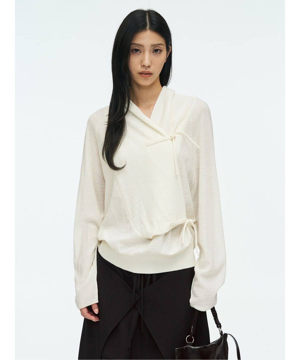 앙개(ANGGAE) Big Cowl Tie Pullover  Ivory