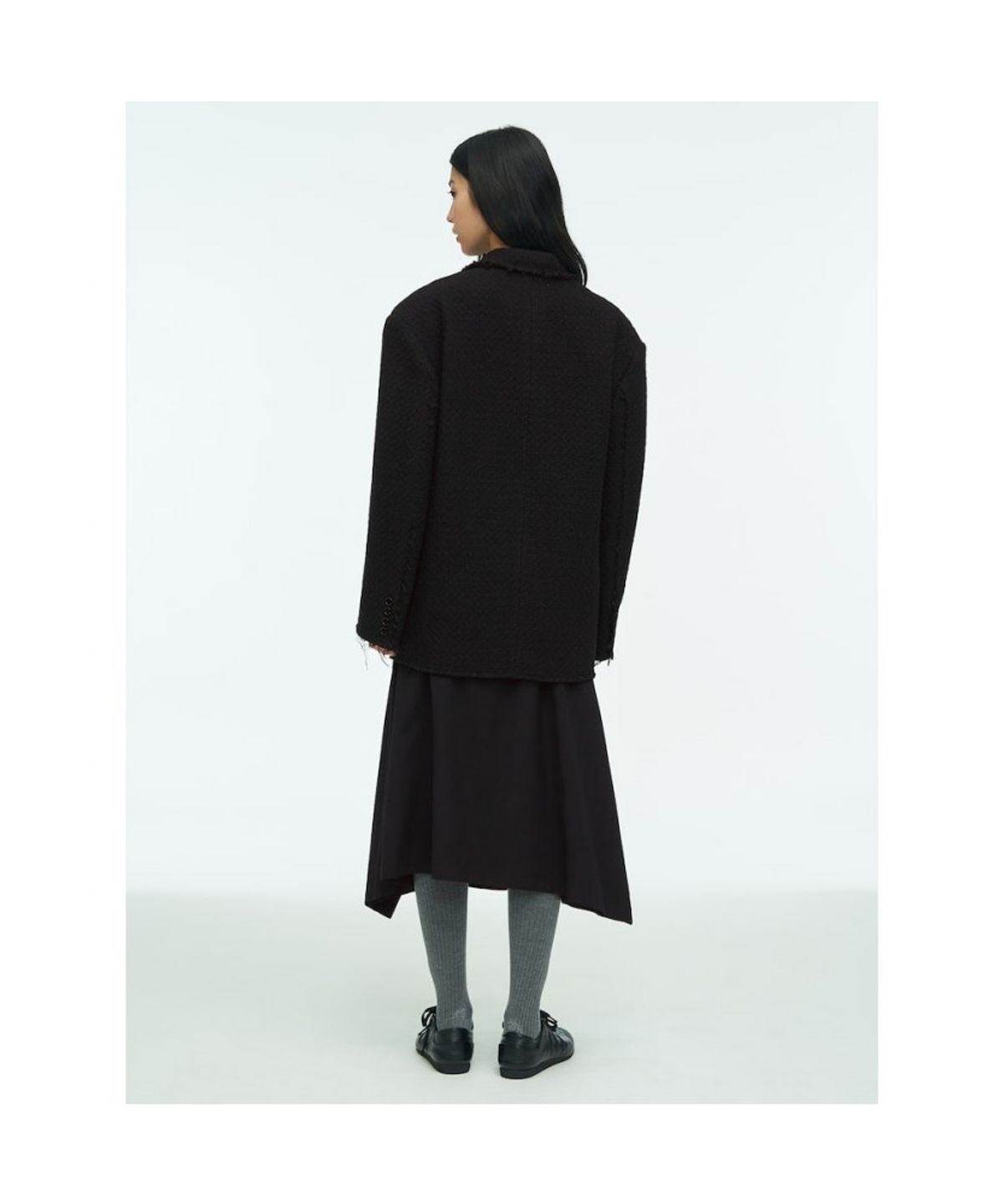 앙개(ANGGAE) Oversized Tweed Jacket  Black