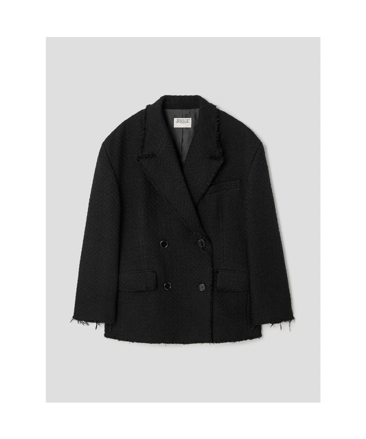 앙개(ANGGAE) Oversized Tweed Jacket  Black