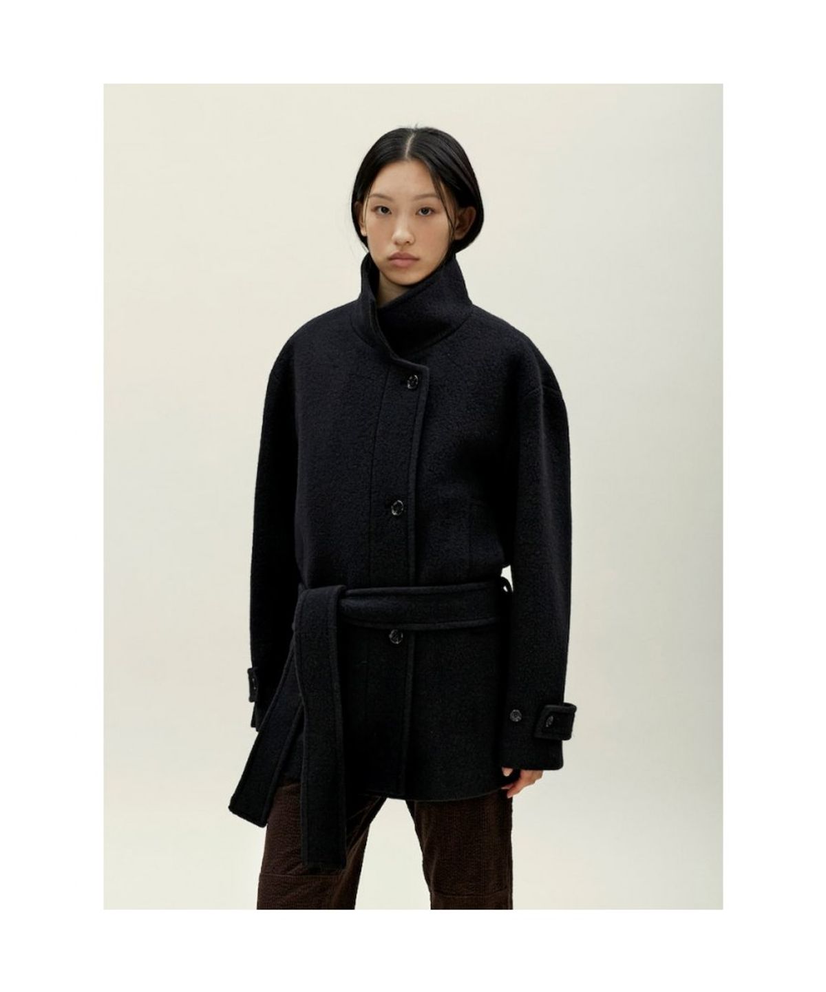 앙개(ANGGAE) Half Pea Coat  Black