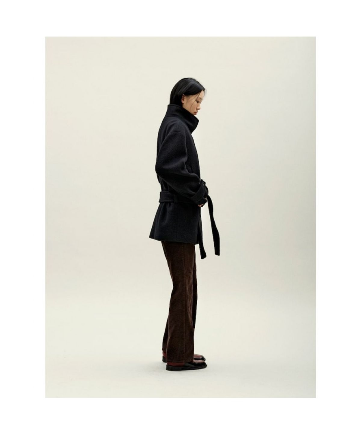 앙개(ANGGAE) Half Pea Coat  Black