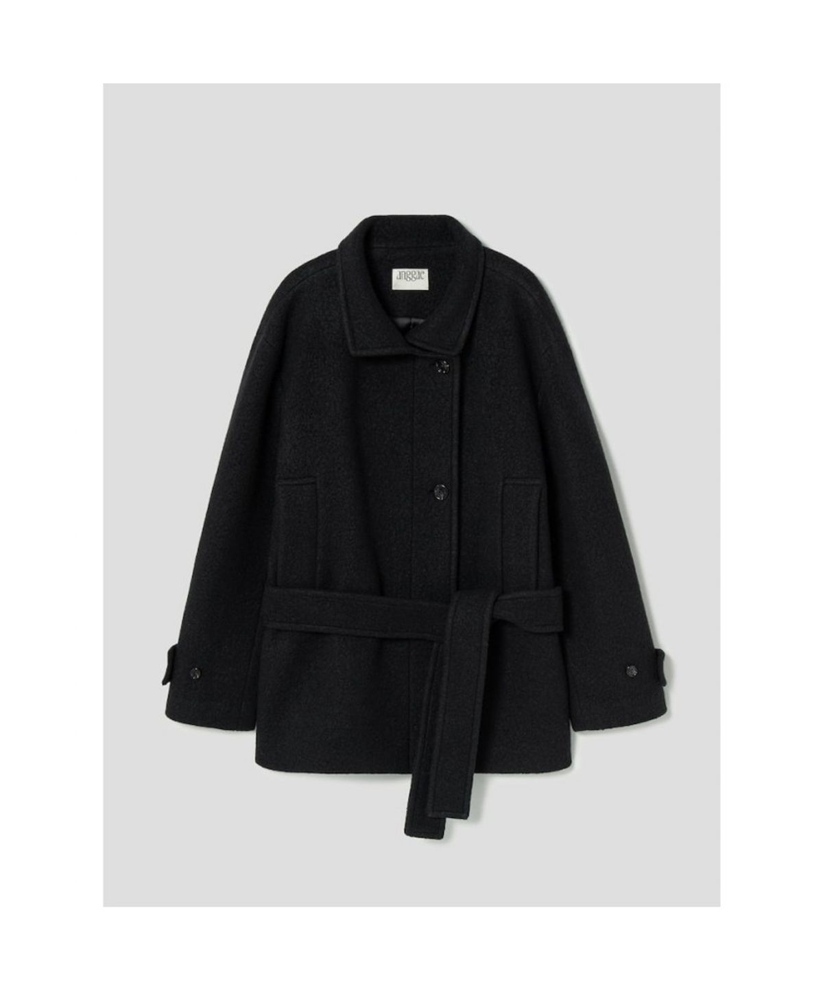 앙개(ANGGAE) Half Pea Coat  Black