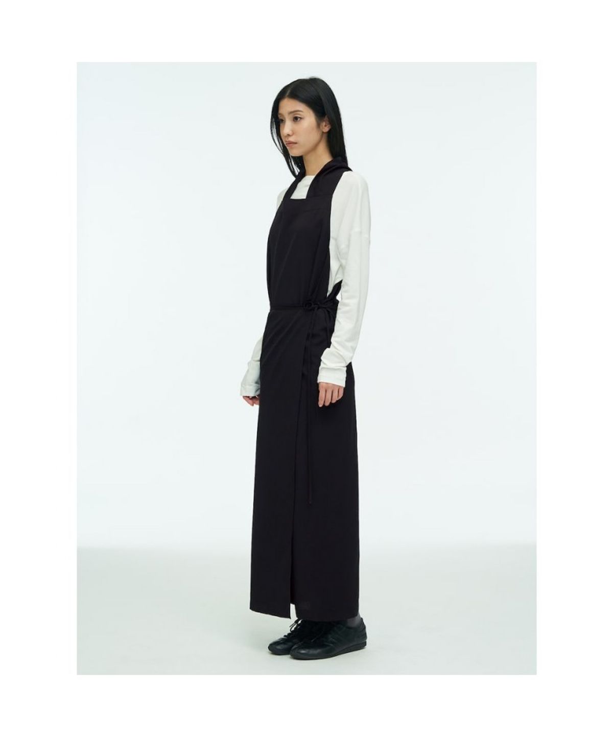 앙개(ANGGAE) Apron Wrap Dress  Black