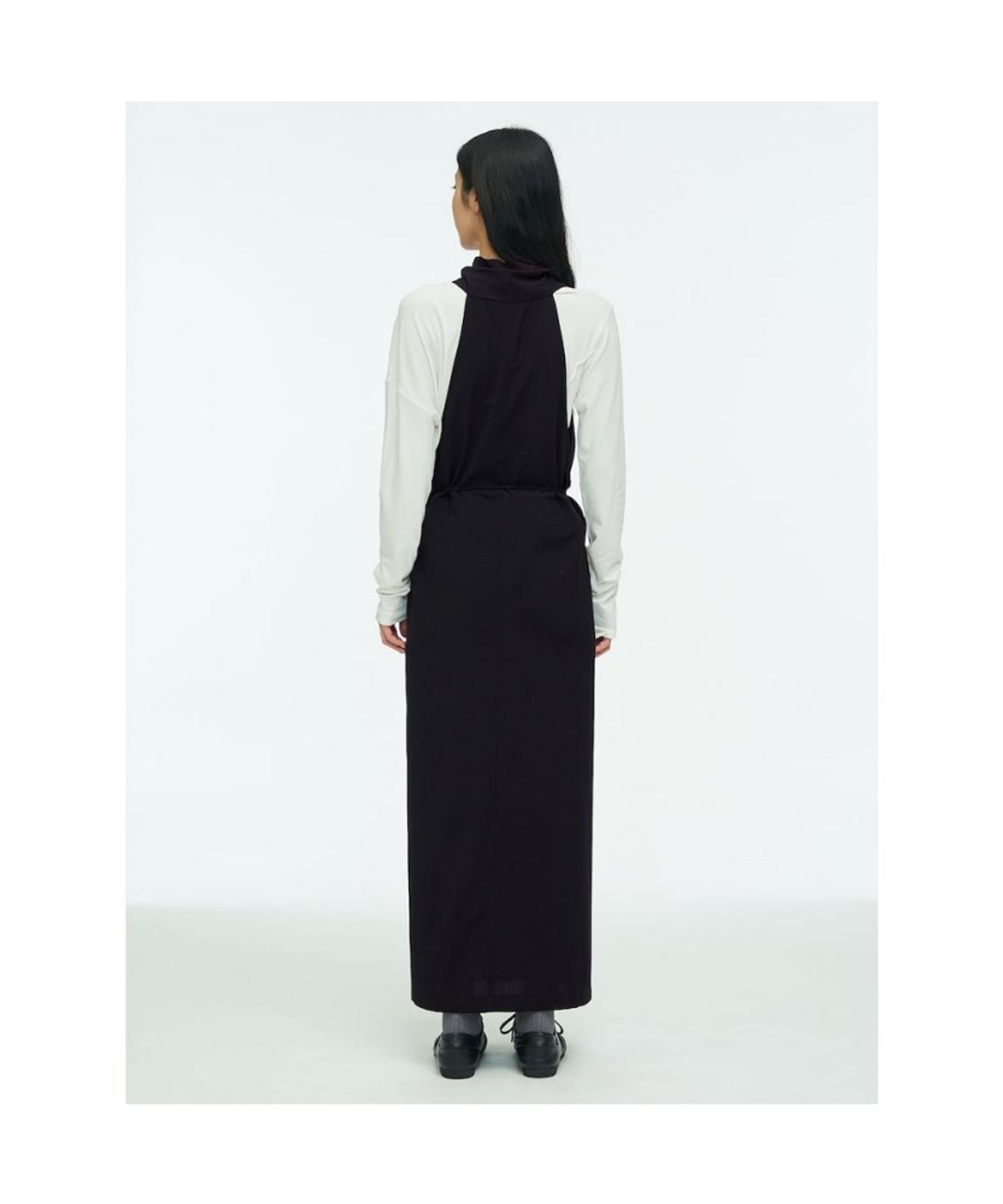 앙개(ANGGAE) Apron Wrap Dress  Black