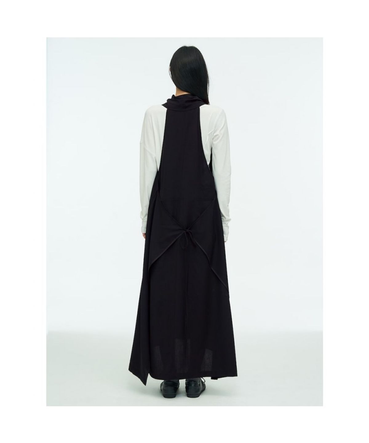 앙개(ANGGAE) Apron Wrap Dress  Black