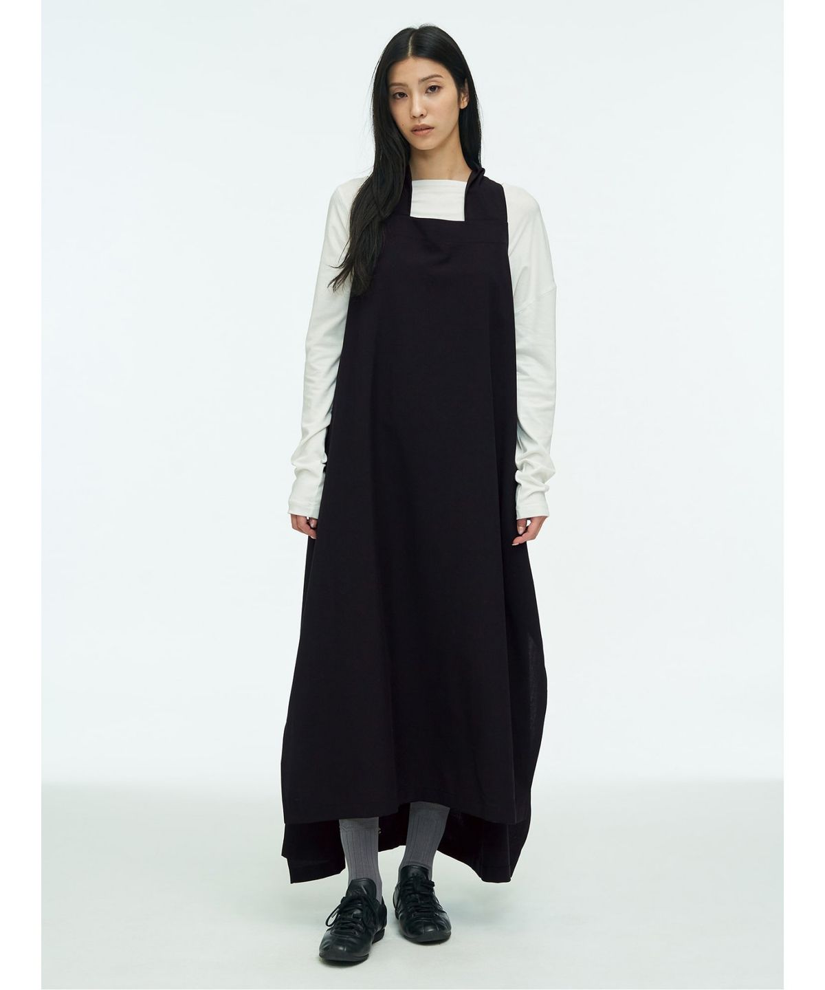 앙개(ANGGAE) Apron Wrap Dress  Black