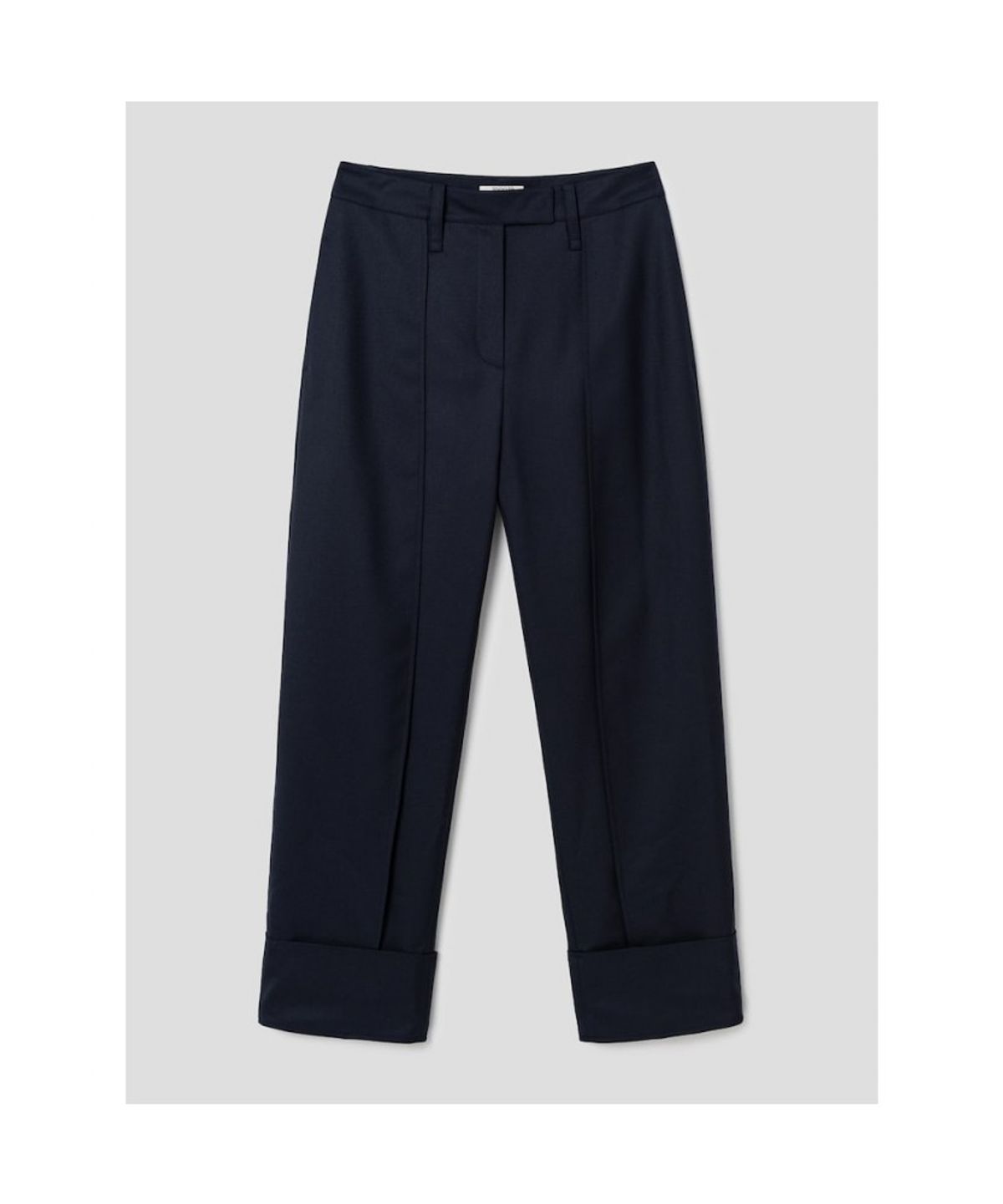 앙개(ANGGAE) Cuffed Curved Pants  Navy