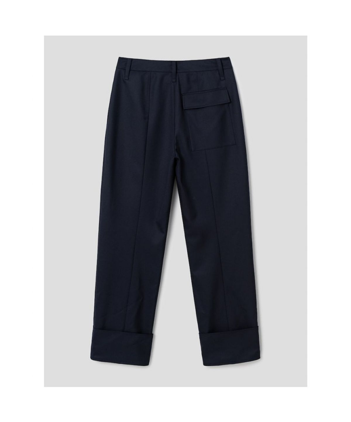 앙개(ANGGAE) Cuffed Curved Pants  Navy