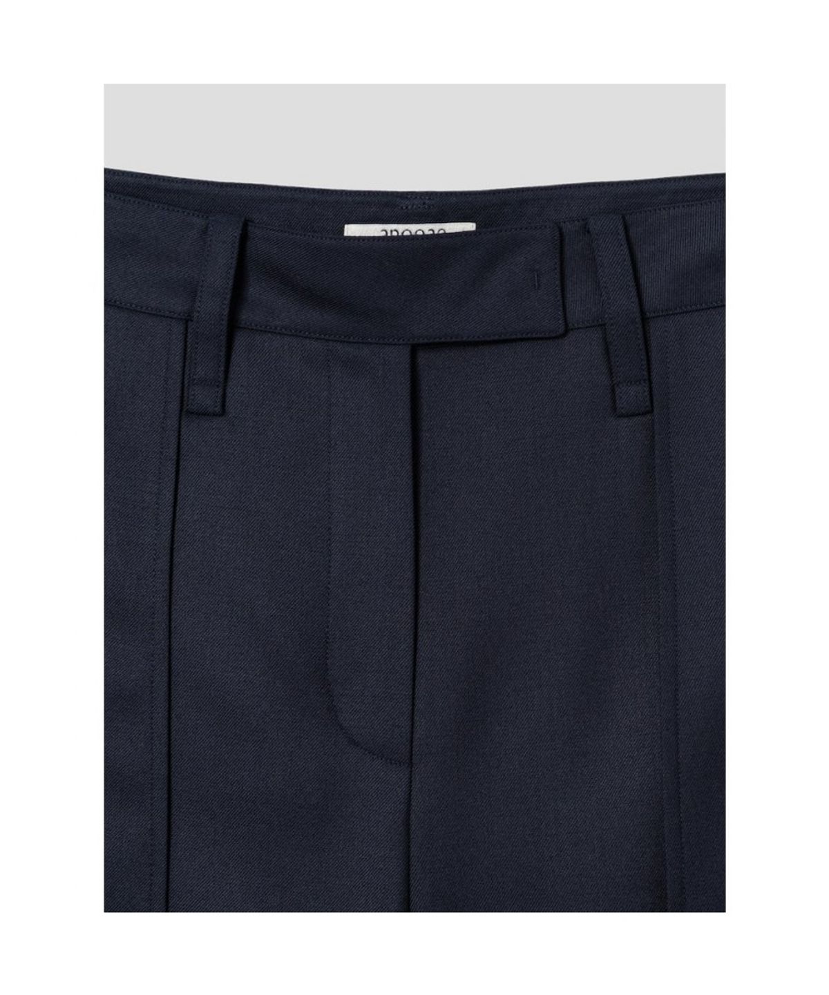 앙개(ANGGAE) Cuffed Curved Pants  Navy