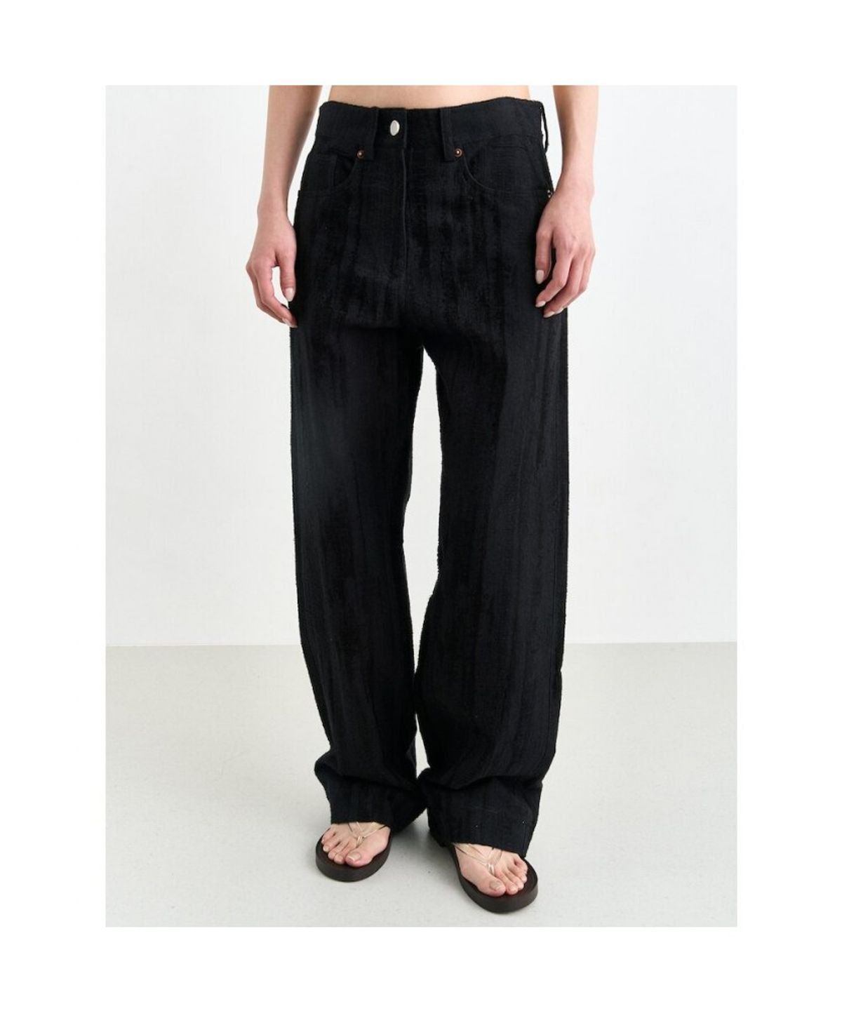 앙개(ANGGAE) Jacquard Wide Pants  Black
