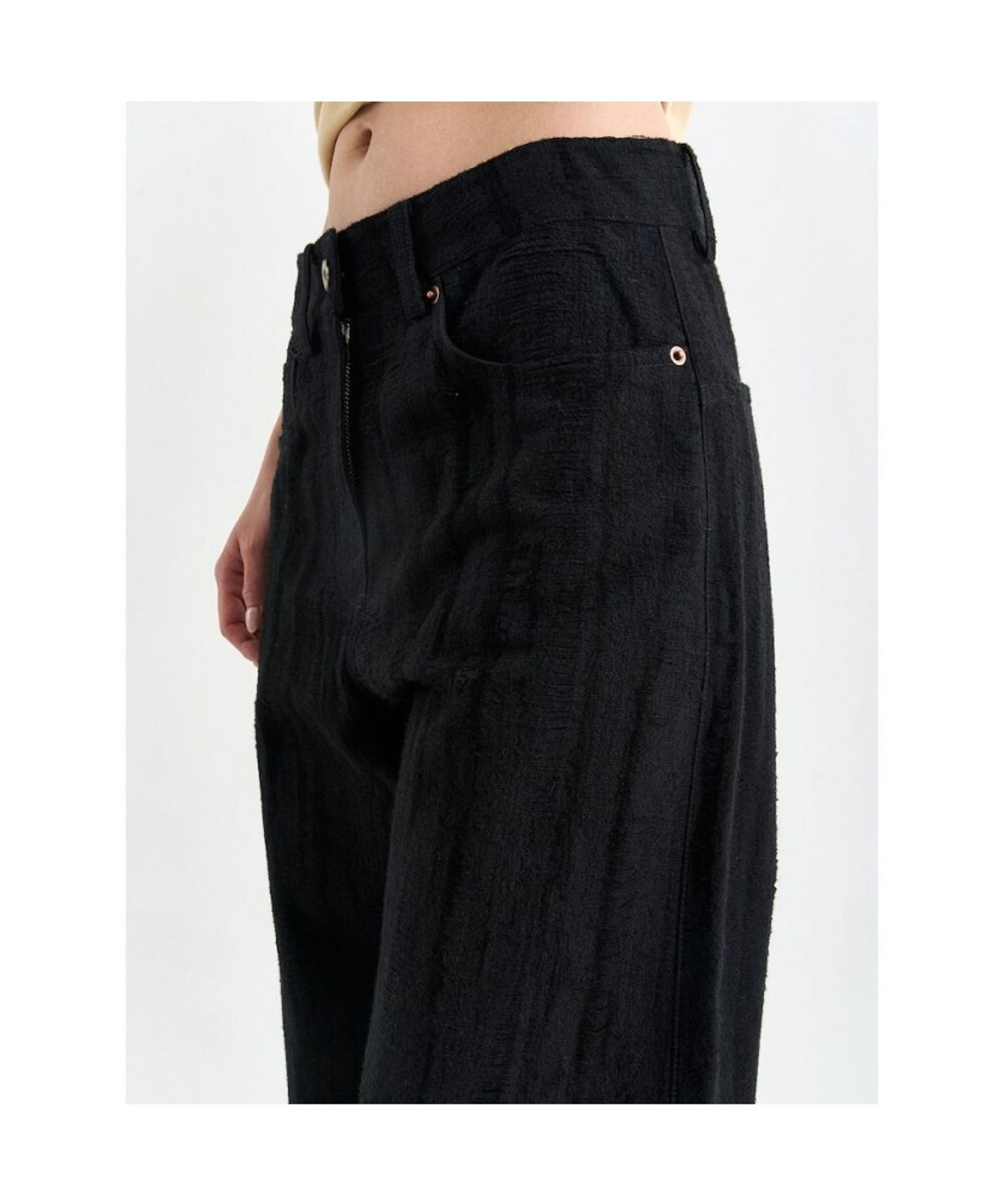 앙개(ANGGAE) Jacquard Wide Pants  Black