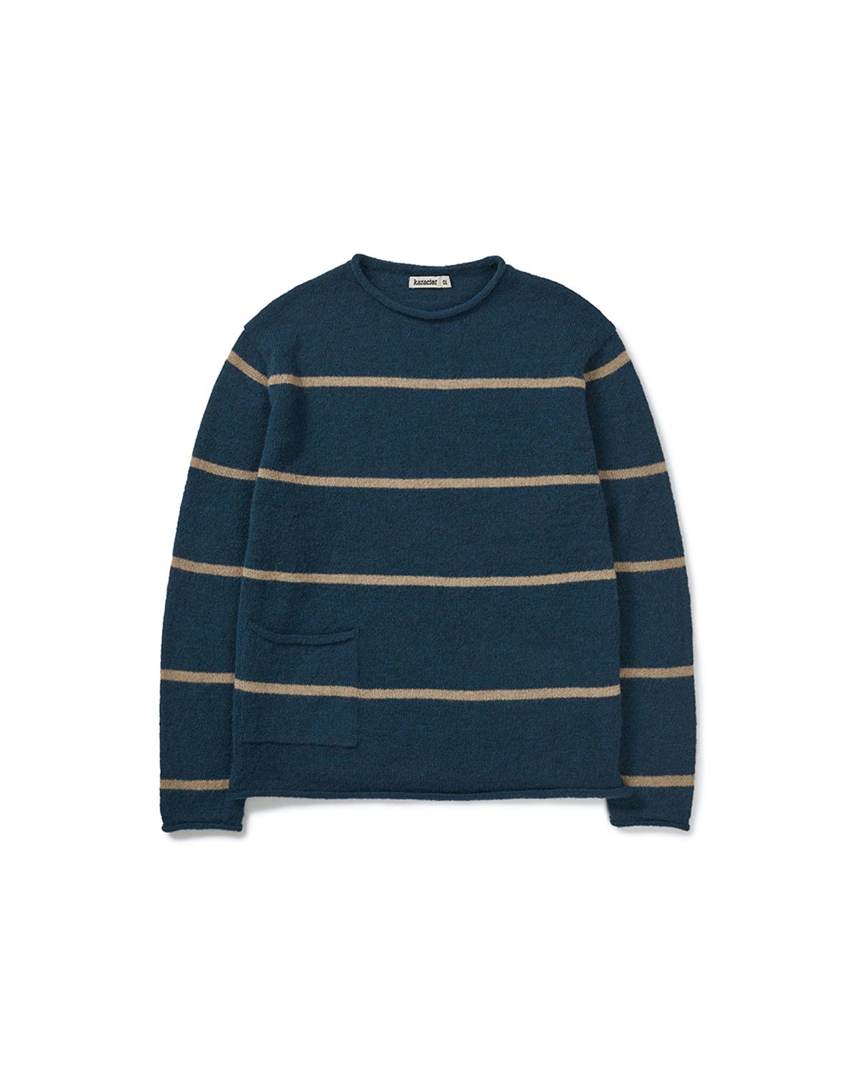 카락터(KARACTOR) Roll-up stripe pocket knit / Deep teal
