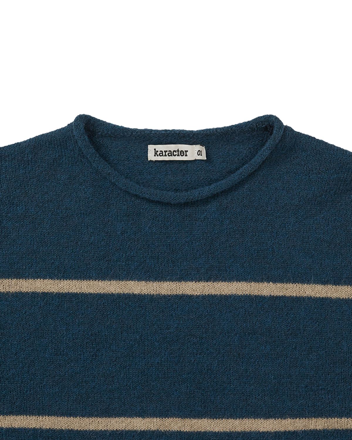 카락터(KARACTOR) Roll-up stripe pocket knit / Deep teal